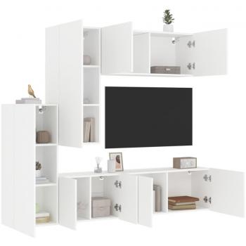Mueble de TV de pared 5 piezas en madera de ingeniería blanca vidaXL