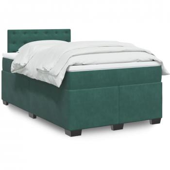 Cama box spring con colchón terciopelo verde oscuro 120x190 cm