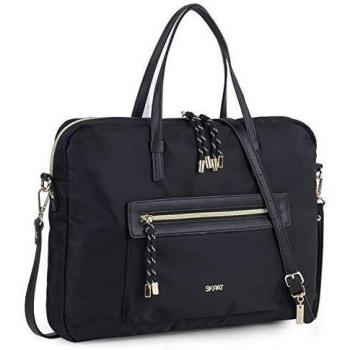 SKPAT - Portadocumentos Mensajero Portátil 15 con Bandolera Ajustable y Doble Asa para Mujer. Base Reforzada. Nylon Elegante y Funcional 307638, Color Negro