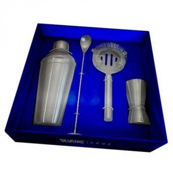 Kit de Coctelería Profesional 4 Piezas - Acero Inoxidable, 500ml con Batidor, Vaso Medidor y Cuchara Mezcla
