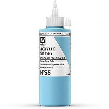 VALLEJO ACRYLIC STUDIO, PINTURA ACRÍLICA, 200ML, AZUL PALIDO FTALOCIANINA, Nº 55