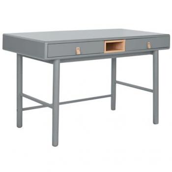 Escritorio Home ESPRIT Azul Gris Madera MDF 120 x 60 x 75 cm con Acabado Gris, 2 Cajones y un Hueco central