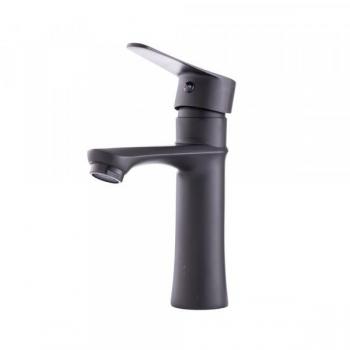 GreenIce | Grifo Lavabo de Diseño en Latón y Zinc, Color Negro, Agua Caliente y Fría, Incluye Latiguillos y Caño Bajo, Modelo Monomando [QLI-FA982]