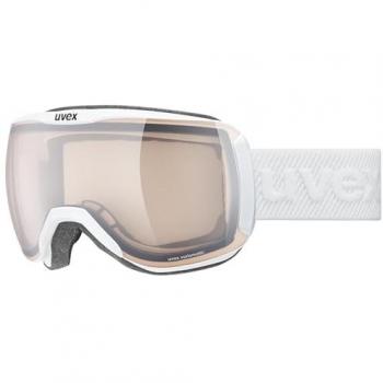 Uvex Máscara de Esquí Downhill 2100 Variomatic, gafas de esquí para adultos unisex, color blanco mate, con lente fotocromática rosa y tamaño único