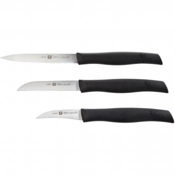 Zwilling Twin Grip - Set 3 Cuchillos, Hoja endurecida al frío Friodur, Acero Inoxidable, Mango sintético, Color Negro