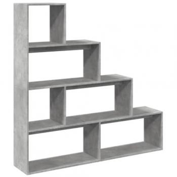 Librería divisora 4 niveles madera gris 143,5x29x143,5 cm Aglomerado