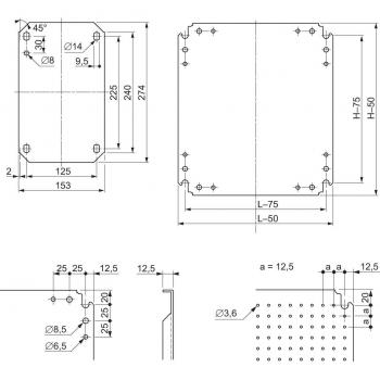 Schneider Electric NSYMF86 Placa de Montaje Microperforada Al 800 x An 600 con Orificios de Diámetro 3.6 mm. paso 12.5 mm