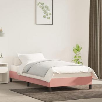 Estructura de cama de terciopelo rosa 90x200 cm sin colchón