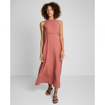Vestido maxi fluido de cuello halter con lazo ajustable - ¡Ideal para lucir sin tirantes!