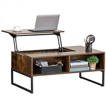 Mesa de Centro Regulable en Altura, Aglomerado Marrón, 100 x 60 x 44 cm