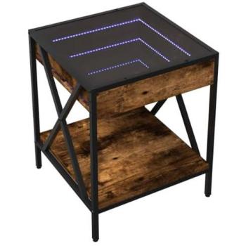 Mesa de centro con Infinity LED roble ahumado 40x40x49 cm