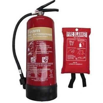 PREMIUM FSS UK extintor de espuma de 6 litros con manta manta. BSI - Protector de extintor de incendios y CE Marked Fire. Ideal para casas Cocina Oficinas Workplace garajes talleres Almacenes Hoteles restaurantes