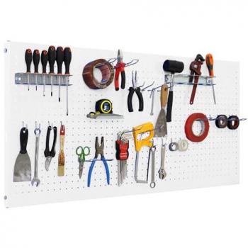 Panel Organizador de Herramientas Simon Rack 900x400 mm Blanco con 22 Ganchos y 3 Accesorios