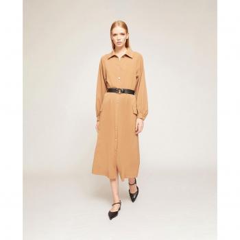 Motivi - Vestido camisero midi con cinturón de piel sintética y diseño elegante
