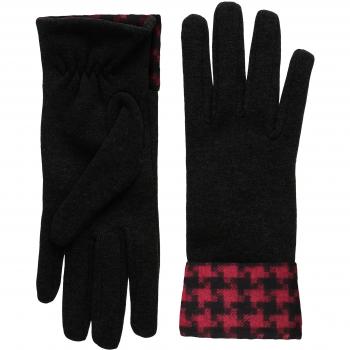 Isotoner Ladies Smartouch Thermal Dogtooth Cuff Glove-Guantes Mujer,    Negro única