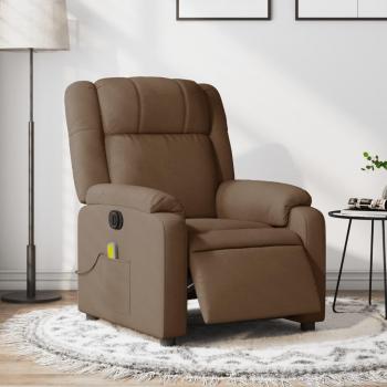 Sillón reclinable de masaje eléctrico en tela marrón