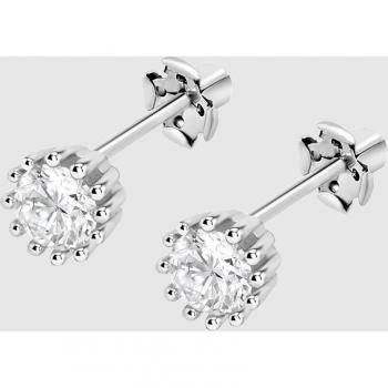 Pendientes Solitario de Plata con Motivo Brillante - Time Road WS03364
