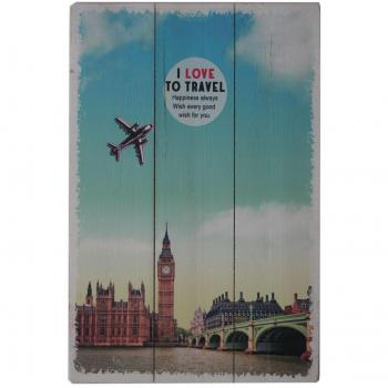 Cuadro 1 pieza de madera impreso TRAVEL TOWER 40x60-Unica