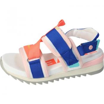 Sandalias deportivas para niña GIOSEPPO 68192 color blanco con rosa neón y azul, tiras ajustables y velcro, cómodas y ligeras