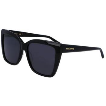 Salvatore Ferragamo SF1102S Classic Angular Square Sunglasses, 58mm - Black for Women
