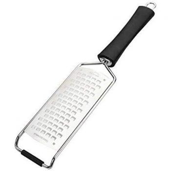 Lacor - 61343 - Rallador de Cocina Grueso, Acero inxidable, Rallador de queso, verduras, limón, Con mango Antideslizante, Amplia superficie de rallado, 23,5 x 7,5 cm