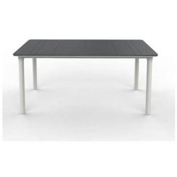 Noa Rectangular Dining Table 160x90 cm - White Base, Dark Grey Top - Indoor/Outdoor Use