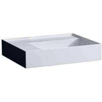 Lavabo Laufen Kartell 60x46cm, blanco mate, estante a la izquierda, sin orificio para grifería, cerámica Saphir