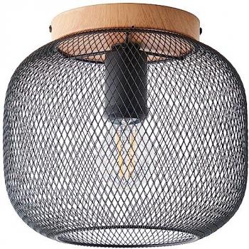 Plafón Giada 25 cm, 1 luz E27, metal negro/wood