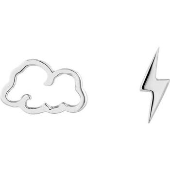 Ear Candy - Pendientes asimétricos Storm de plata bañados en rodio