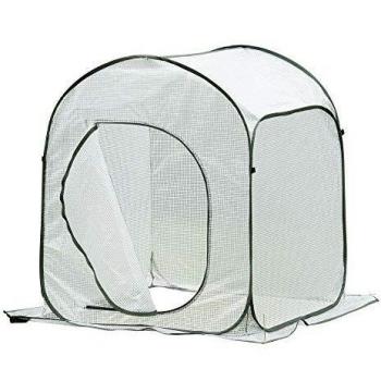 Outsunny Mini Invernadero 90x90x110 cm Portátil Autoinstalable Pop-up Compacto para Cultivo Plantas Verduras con Puerta y Bolsa de Transporte Blanco
