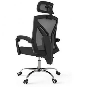 Hbada Silla de Oficina Silla de Escritorio Silla giratoria ergonómica Silla ejecutiva con Respaldo Alto con reposacabezas y reposabrazos Ajustables Negro