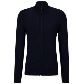 BOSS Orange Avac Full Zip Funnel Neck Cardigan - Dark Blue - Men's Medium