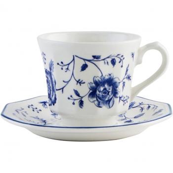 Churchill Rose Chintz Blue - Estuche de 4 tazas, con platillo, 20 cl