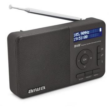 Radio portátil digital Aiwa RD-40DAB/BK con sintonizador DAB+/FM, 50 memorias y reloj digital - Color negro