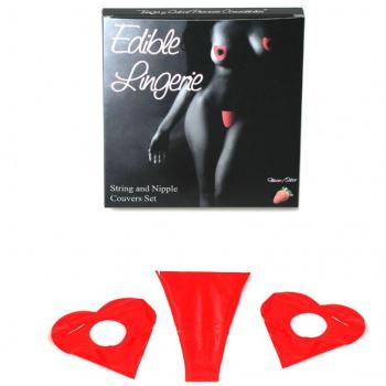 Tanga y Cubrepezones Comestibles de Fresa