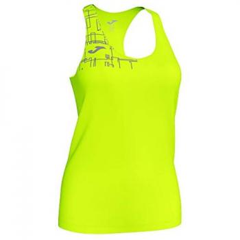 Camiseta tirantes mujer Joma Elite VIII amarillo flúor con logo reflectante, talla L