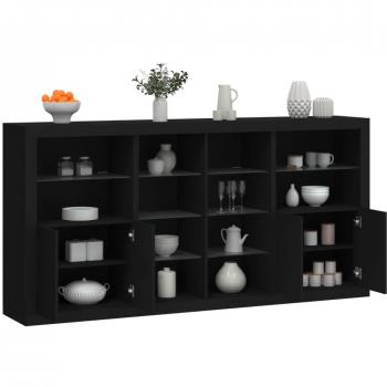Aparador con luces LED negro 202x37x100 cm, Mueble de Almacenaje de Salón, Buffet para salón, Armario Auxiliar, Armario de Almacenamiento vidaXL