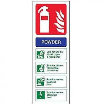 vsafety 11005 aj-r señal de extintor, polvo ID, plástico rígido, vertical, 100 mm x 280 mm, azul/verde/rojo