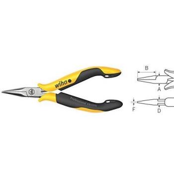Alicates de boca semi-redonda Professional ESD con forma recta Wiha 120 mm (26799)