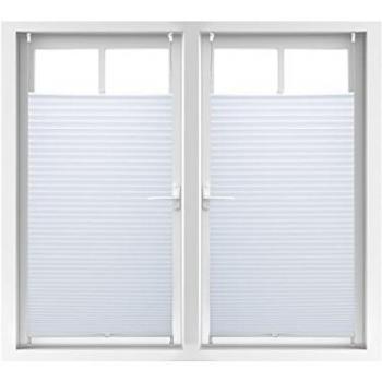 Set de 2 Estores Plisados Transparentes sin Taladro, Poliéster, 90 x 210 cm, Blanco