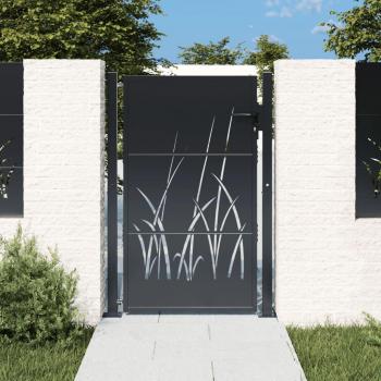 Anthracite Steel Garden Gate 105x130 cm with Grass Design
