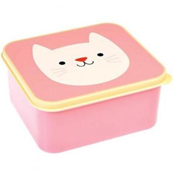 Rex London Fiambrera sin BPA para niños, diseño a elección, Cookie The Cat, 15 x 14 x 7 cm