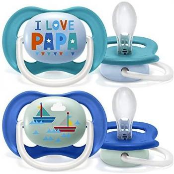 Chupete Philips Avent Ultra Air SCF080/03, ortodóntico y libre de BPA, 6-18 meses, set de 2 piezas (niño)