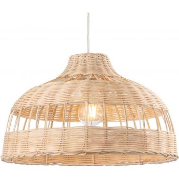 Lámpara colgante de ratán natural con domo, 1 bombilla, diámetro de 20,5 cm