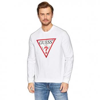Sudadera Guess Audley Triángulo Logo Blanco Slim Fit XXL Casual Algodón 2024