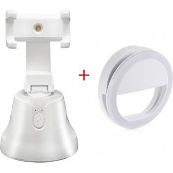 Cardán de Selfie Inteligente 360° con Seguimiento de Cara y Objeto para Teléfonos Inteligentes - Palo de Selfie para Fotos, Vlogs y Grabaciones en Vivo