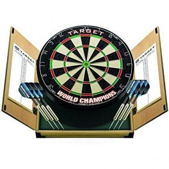 Target Darts World Champions Dartboard with 2 Sets of Darts in a Home Cabinet Set Diana y Armario, Sisal, marrón Claro, Estándar