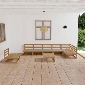 Juego de jardín 8 piezas de pino de madera maciza color ámbar marrón