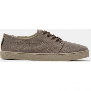 Pompeii Higby Brown Low Top Canvas Sneakers with Vulcanized Sole for Men