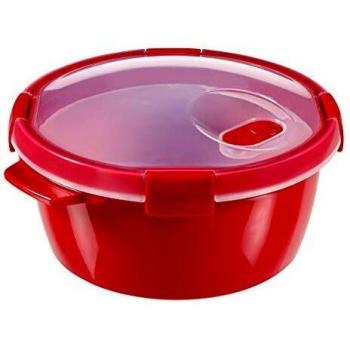 Curver - hermético Smart Micro Vaporera Redonda 1,6L. - Apto para Microondas - Con Rejilla para Cocinar al Vapor - Descongelar y Recalentar - Color Rojo